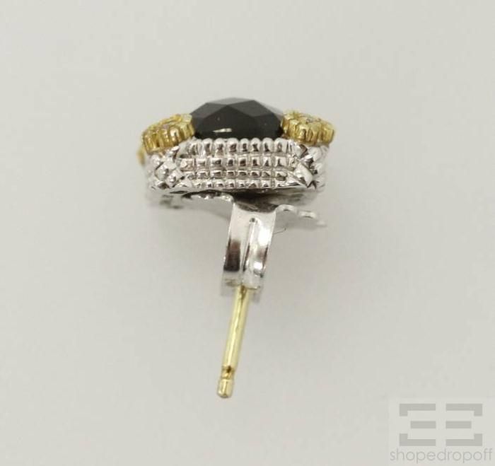 Judith Ripka Sterling Silver 18K Yellow Gold Onyx Diamond Earrings