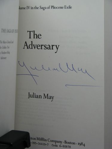 1st Signed The Adversary by Julian May Proof with DJ