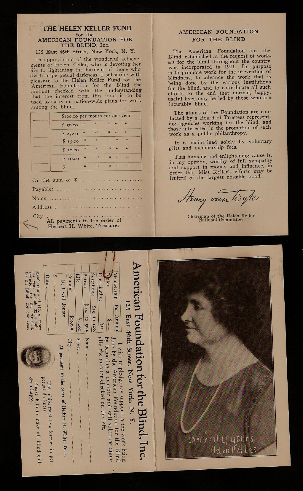 Keller AF Blind cover to Worcester, MA. & ALS Helen Keller autograph