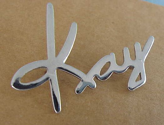 rare 60s ORIGINAL KAY raised metal logo headstock badge   original