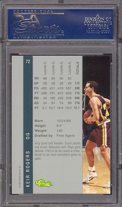 1992 Classic 4 Sport Gold 72 Keir Rogers PSA 10 Pop 1