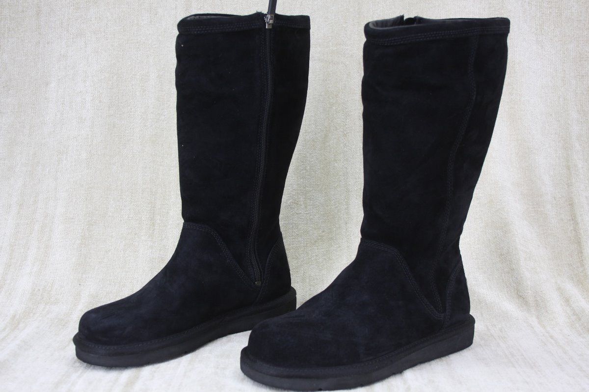 UGG Australia Kenly Womens Black Tall Suede Boots Side Zip Size 5