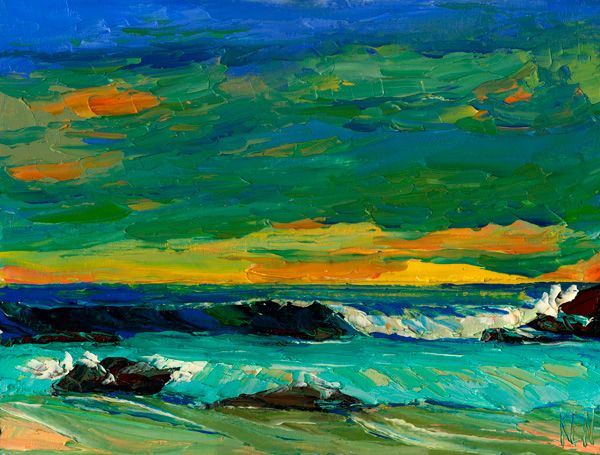 Shore Rush Original Impressions Seascape Oil Painting Palette Knives