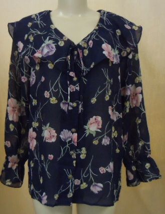 Shell Kepler Ladies Sheer Ruffled Floral Blouse Size Medium N w Tags