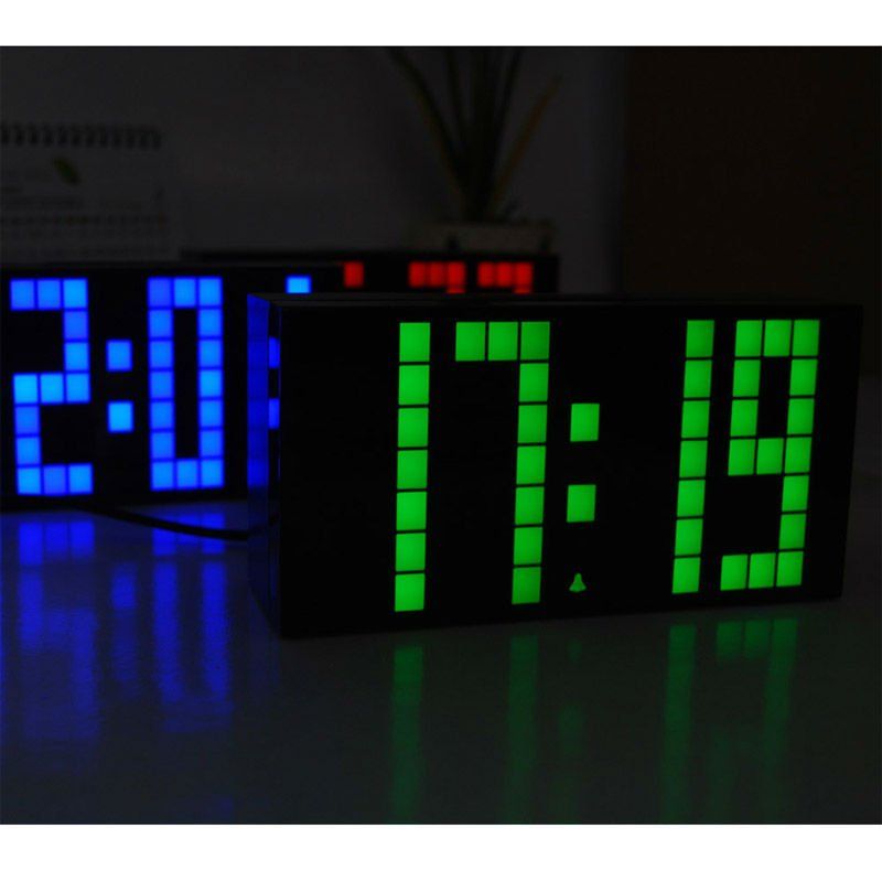 Big Jumbo LED Snooze Wall Desk Alarm Day of Week Calendar Clock