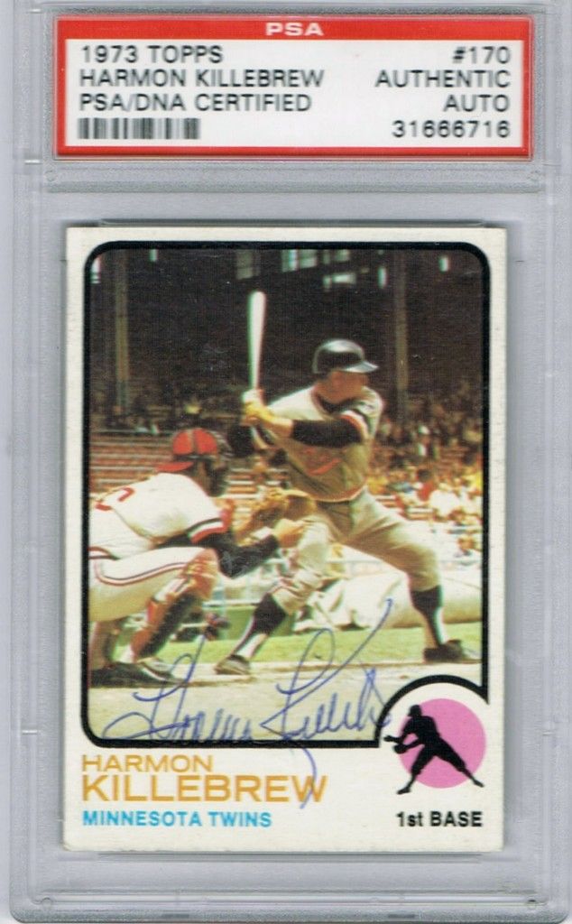 Harmon Killebrew Signed 1973 Topps Card PSA Slabbed