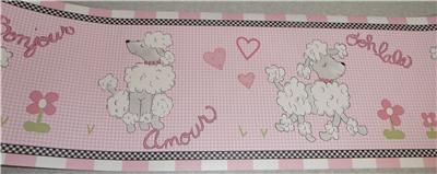 New Kimberly Grant Ooh La La Pink Poodle Wall Border