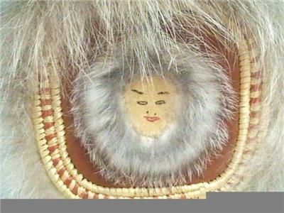 Alaska YUPIK Eskimo Basket Mask Caribou Fur Kipnuk Art