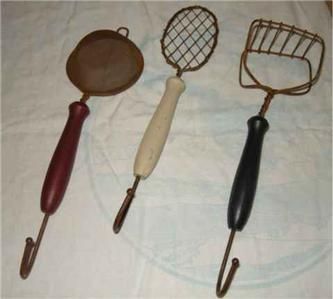 Set of 3~ Kitchen Utensil Hooks~Strainer~ Whisk~ Masher~Unusual~~New