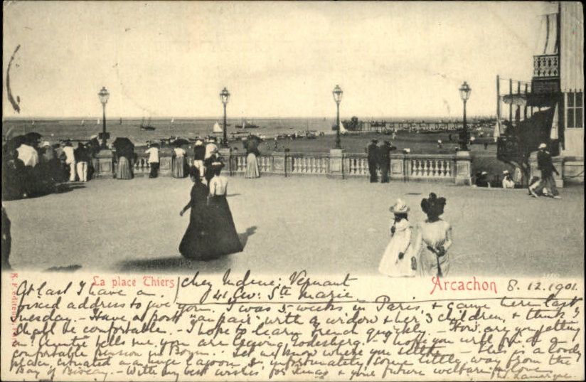 Arcachon France La Place Thiers c1900 Postcard