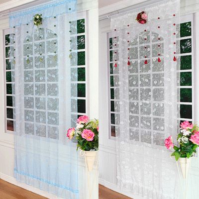 Lace Curtain Kitchen Panel Sheer Window Country Kitchen Drapes Living