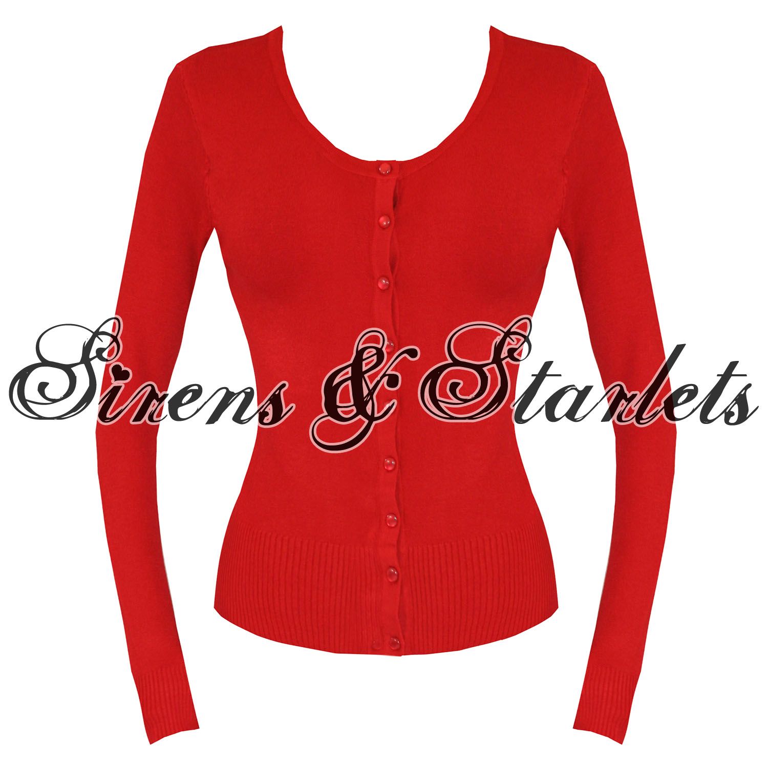 Cardigan Voodoo Vixen Lavorato A Maglia Rosso Tinta Unita Rockabilly