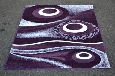 Purple White Modern Abstract 5x7 Area Rug Contemporary 1504