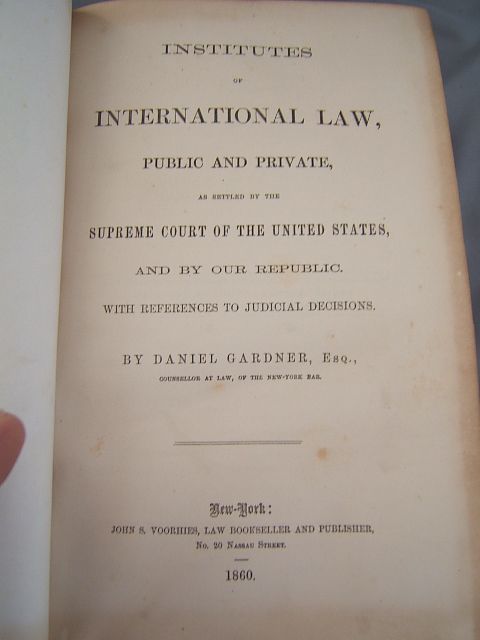 Antique 1860 Leather Law Book, International Law as Settled by Supreme