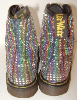 Dr Martens England Doc Martin Rainbow Glitter Sparkle 8 Eye Ankle