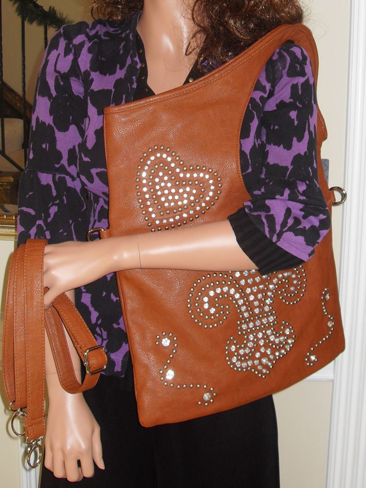 New Ustyle Studded Fleur de Lis Versatile Convertible Shoulder Bag