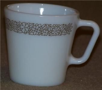 Set of 4 Pyrex Woodland Brown Cups Mugs Milk Glass Corelle