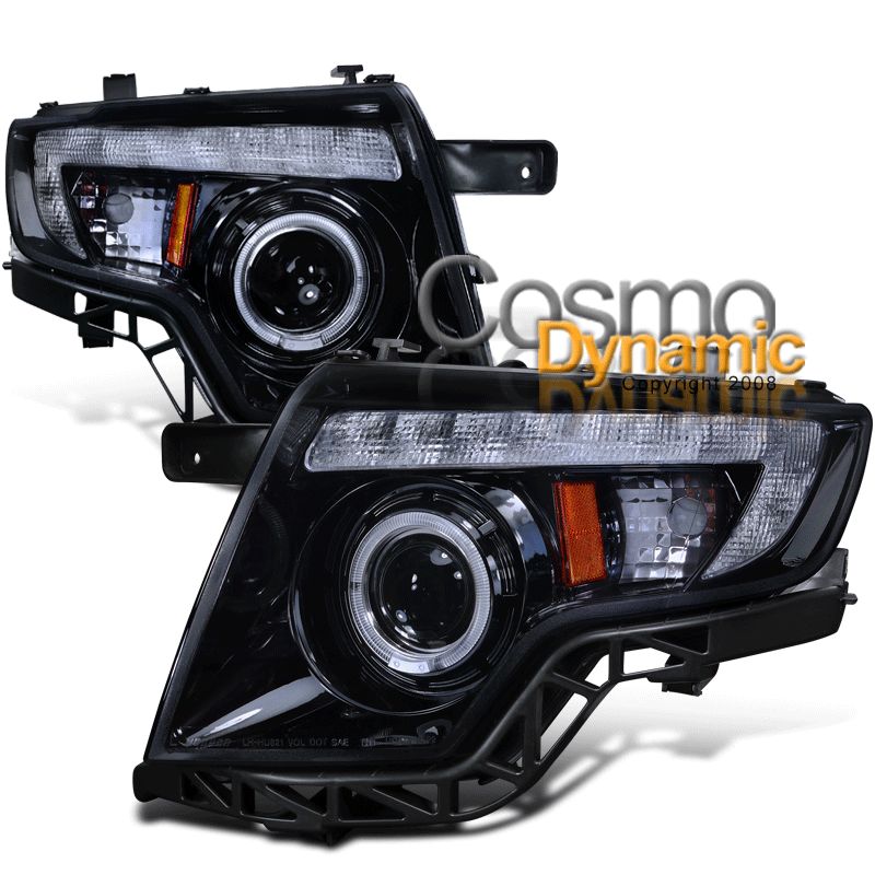 07 10 Edge Halo Rim LED DRL Smoke Lens Projector Headlights