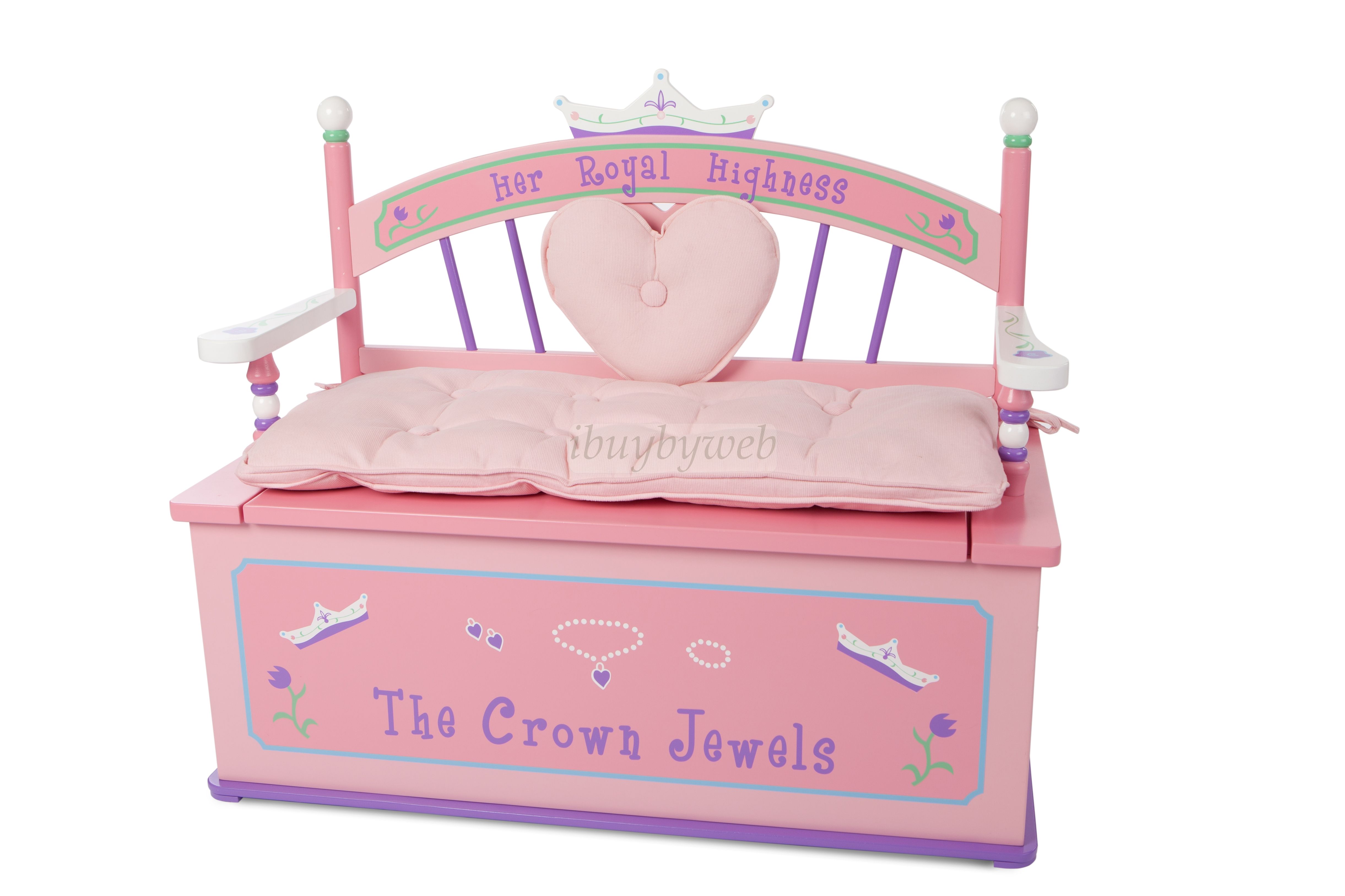 Levels of Discovery Her Royal Highness Girls Pink Toy Box Chest Bench