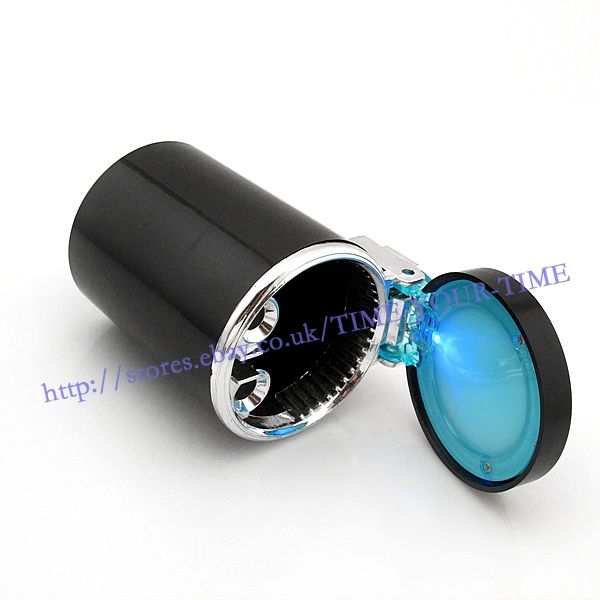 Portable Car Ashtray vehicle Cigarette Holder With LED Light Black