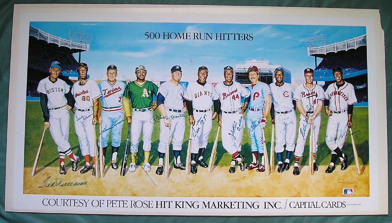 500 HOME RUN HITTERS RON LEWIS SIGNED 21 X 38 LITHOGRAPH (11) MANTLE