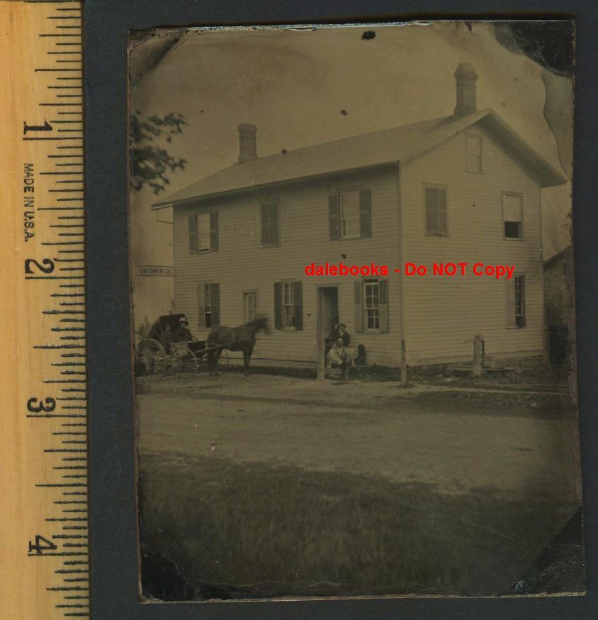 RARE Tintype Photo Lockport NY IDD Street Scene 1870