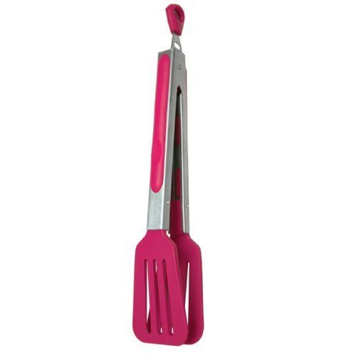 New Fox Run 6074 Locking Turner Tongs Nylon Raspberry