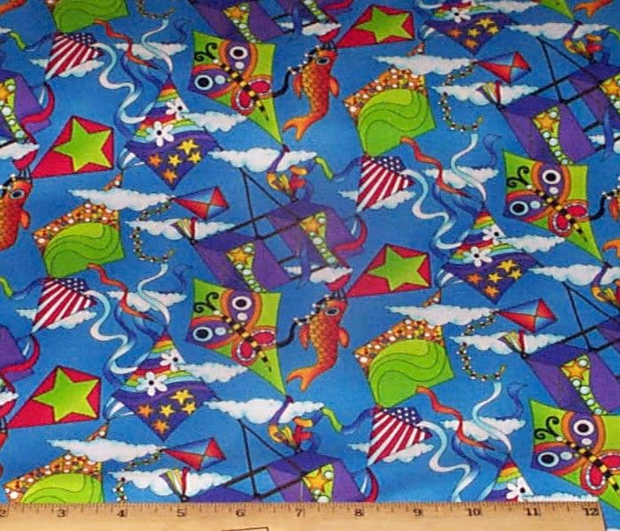 Bright Kites Blue Sky Timeless Treasures Fabric Yds