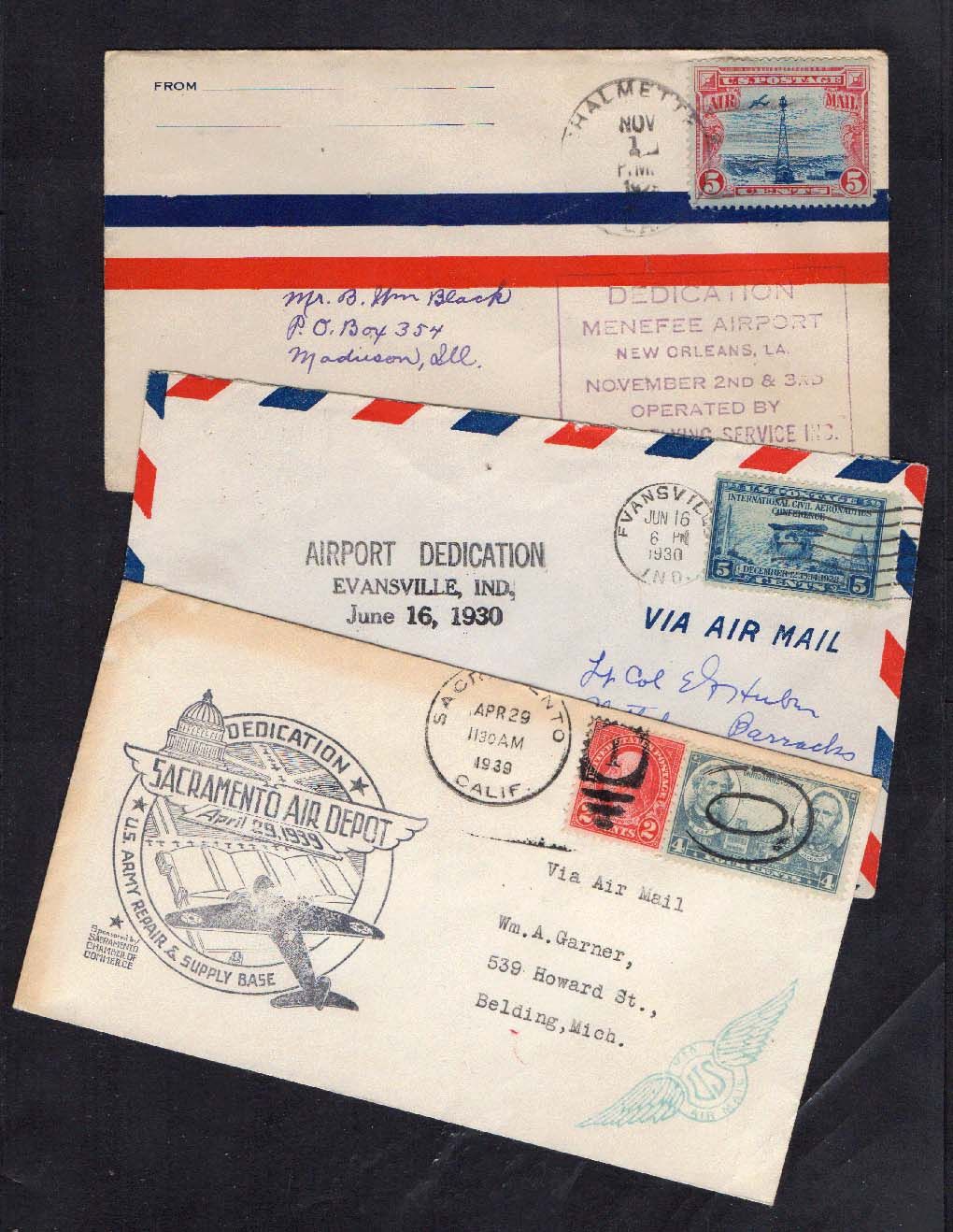 Mini lot of 10 air port dedication covers.