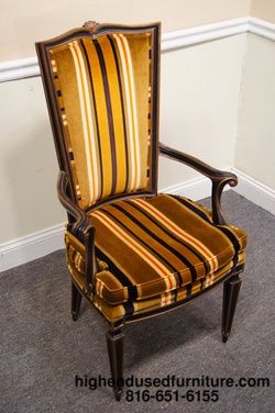 Karges Louis XVI Black and Gold Arm Chair