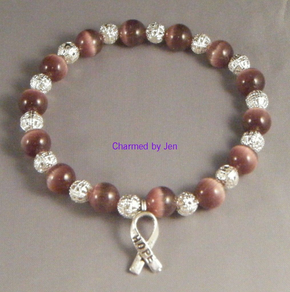 Lupus Awareness Cats Eye Filigree Bracelet w Charm