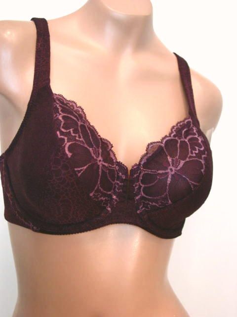 Lunaire Minimizer Underwire Lined Bra 38DDD Brown Lace Charlotte 21111