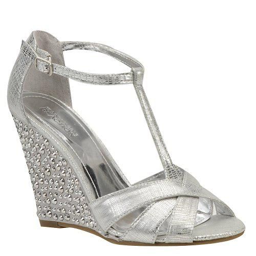 Kenneth Cole Sparkle Dove Silver Womens Wedges Size 10 M