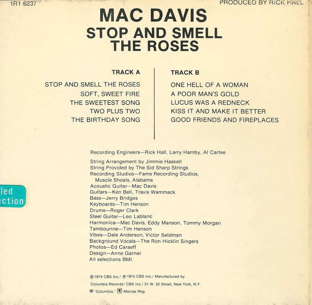 Mac Davis Stop and Smell The Roses Reel to Reel Tape