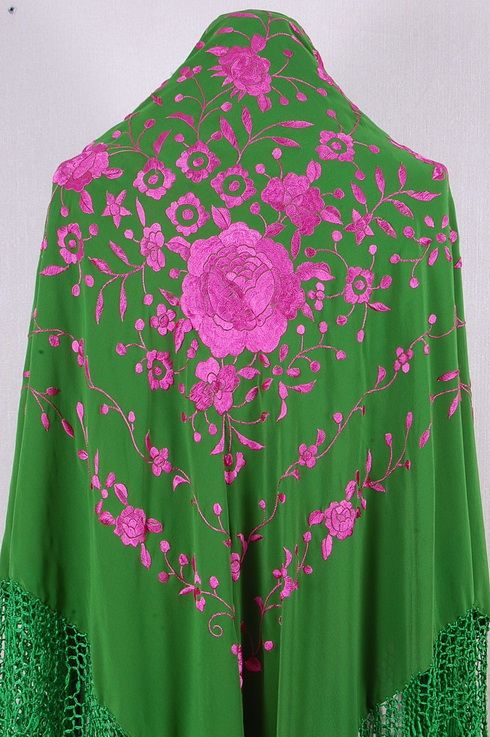 True Flamenco Jade Green Fuchsia Piano Shawl Manton