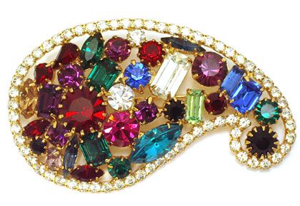 Vintage Large Marie Ferra Rhinestone Brooch Pin Jewelry