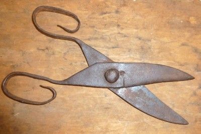 Antique Primitive 18th Century Wrought Iron Scissors w Touchmark AAFA