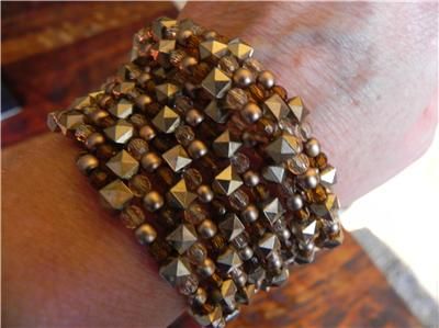 Avon Mark Bracelet Cuff Twist My Arm Faceted Multi Strand Goldtones