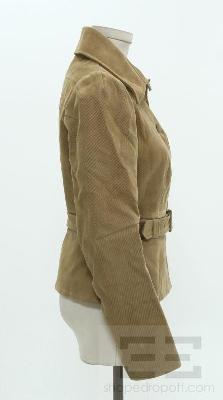 Martin Grant Tan Corduroy Belted Button Front Jacket Size Medium