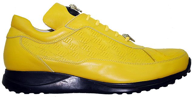 New Mauri Yellow Alligator Nappa Leather Sneakers 9 5