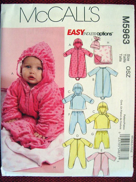 McCalls Infants Lined Buntings Jackets Jumpsuits Pants Hats Pattern