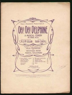 Oh Oh Delphine 1912 Venus Waltz Broadway Song Vintage Sheet Music