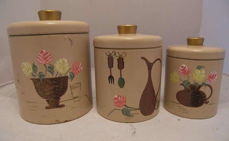 Vintage Metal Kitchen Canister Set HP Ransburg 1960S