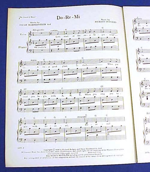 Sheet Music Do Re Mi. 12 in. by 9 in. Great condition, see picture