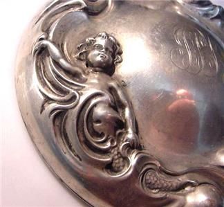 Vintage Ornate Sterling Silver Mirror Child Mermaid