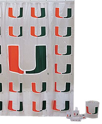 Miami Hurricanes NCAA 7pc Bathroom Shower Curtain Set