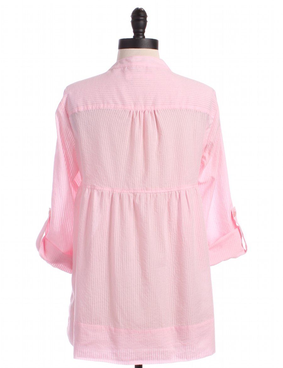 Michael Michael Kors Pink Tab Sleeve Babydoll Blouse Sz M Top Shirt