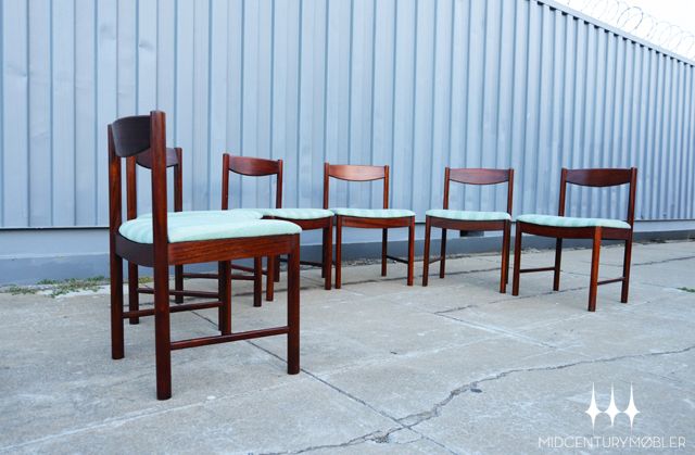 Set of Six Mid Century Modern Rosewood Dining Chairs by A H McIntosh