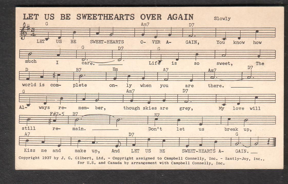 Guy Mitchell 1955 performing rights info card  Let Us Be Sweethearts