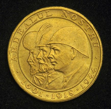 1944 Romania Kingdom Mihai I Beautiful Gold 20 Lei Coin AU